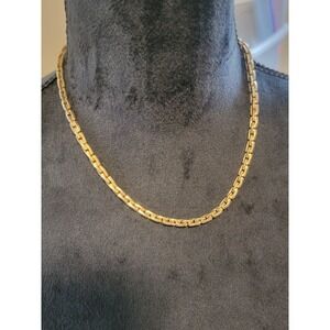 Vintage Napier Gold Long Heavy Box Chain Link Necklace 18"